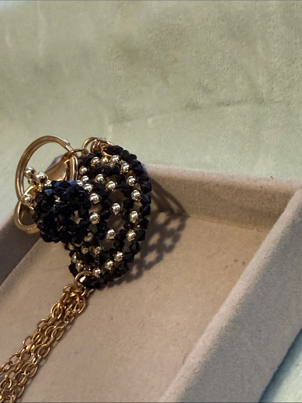 Gold and Black Beaded Tassel Keychain - Women's Accessory